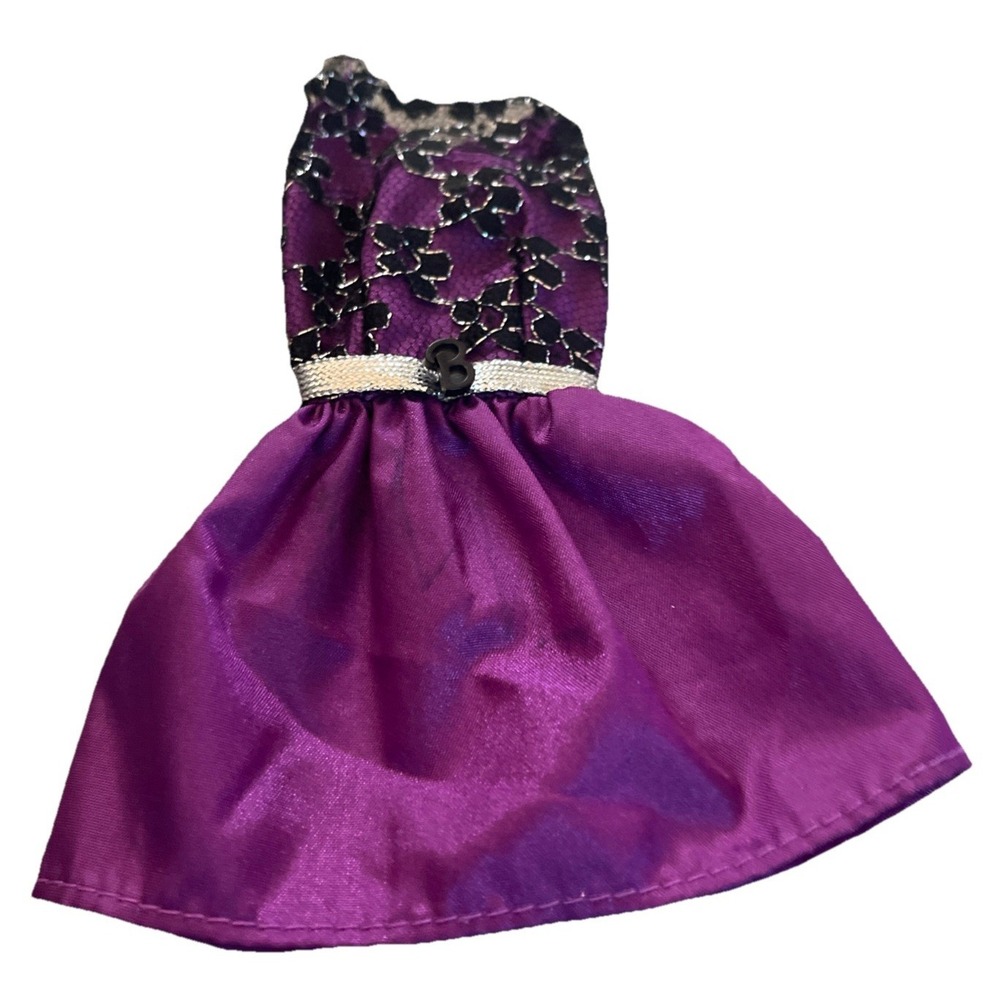Barbie Outfit Dress Purple Glam Fancy B Logo At Waist In Black
